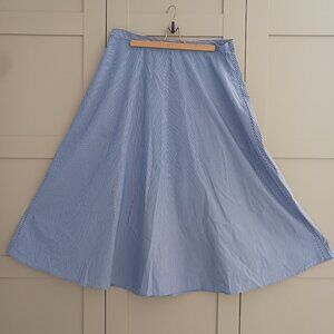 MUJI Women's Quick Dry Broadcloth Flare Skirt Blue Stripe XXL, New No Tag